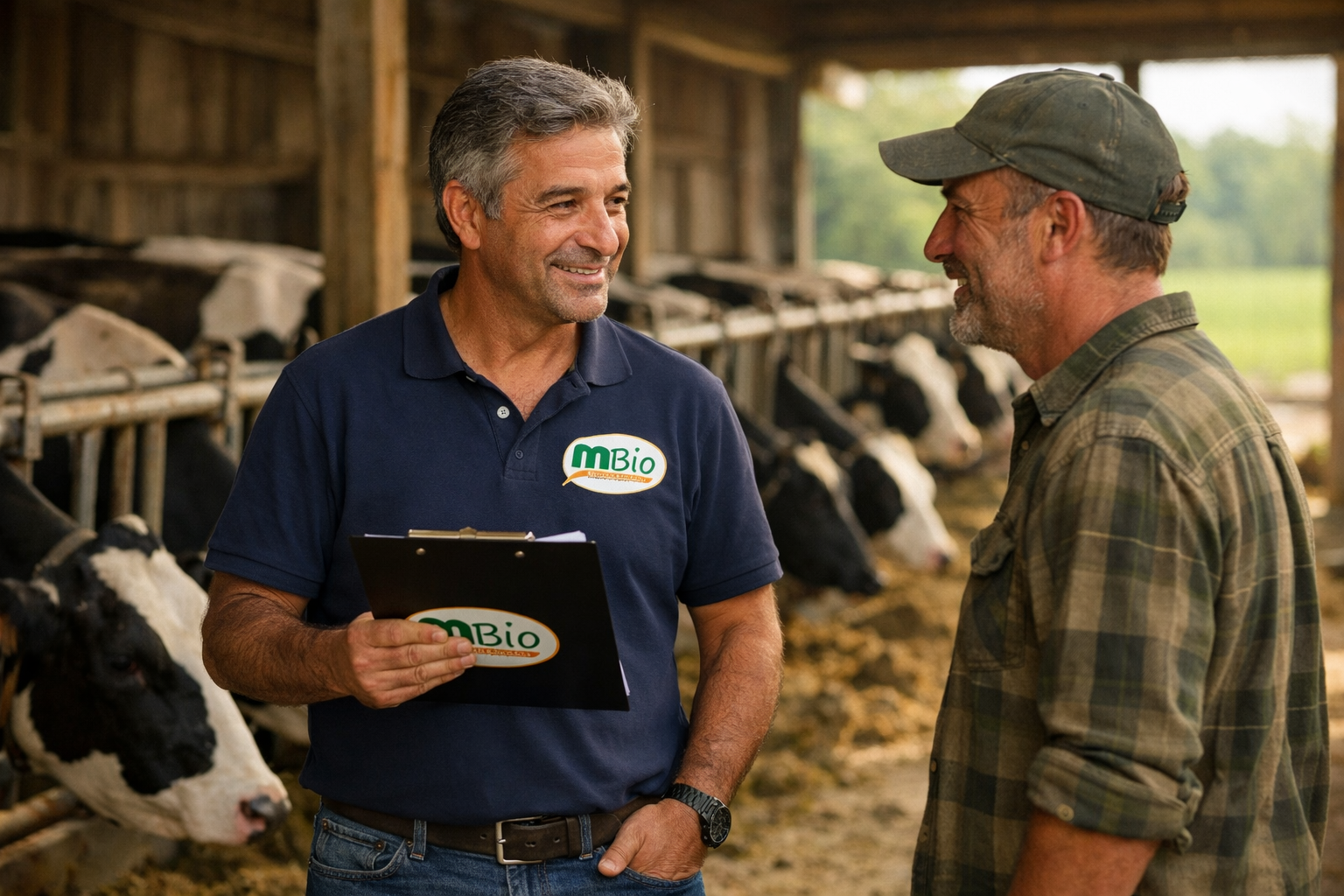 Consulenza nutrizionale MBio - tecnico in visita presso allevamento biologico